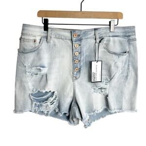 RUE21 HIGH WAISTED BLUE JEANS DISTRESSED WOMEN SHORTS SIZE 20 BRAND NEW WITH TAG